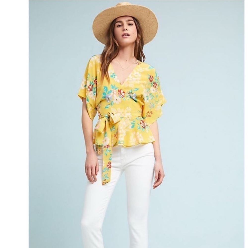 Yumi Kim Yellow Floral Wrap Top